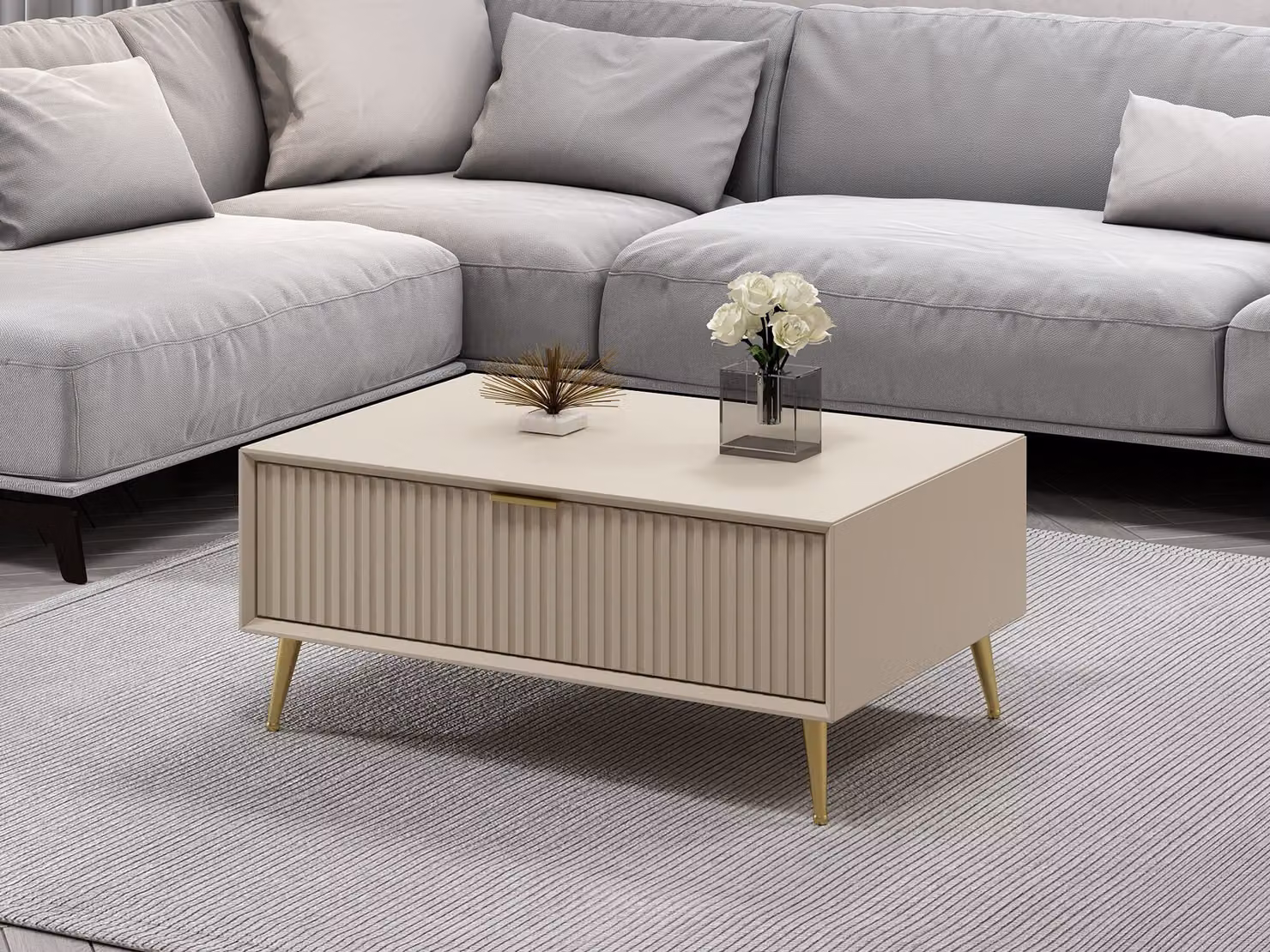 Skye Decor, Luxe, tavolino da salotto, pietra arenaria, 90 x 60 x 40 cm
