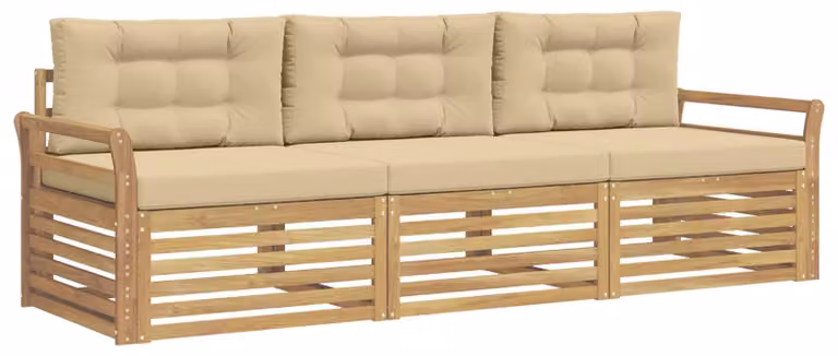Set di divani da esterno, composto da 3 pezzi, color beige