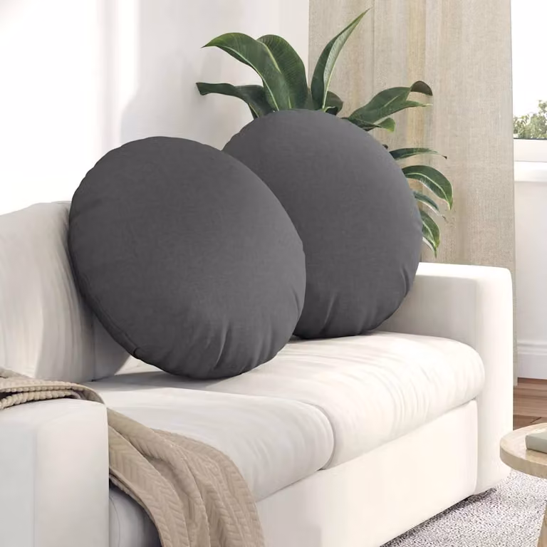 Set di 2 cuscini per seduta rotondi vidaXL in tessuto grigio, Ø 80 x 29 cm