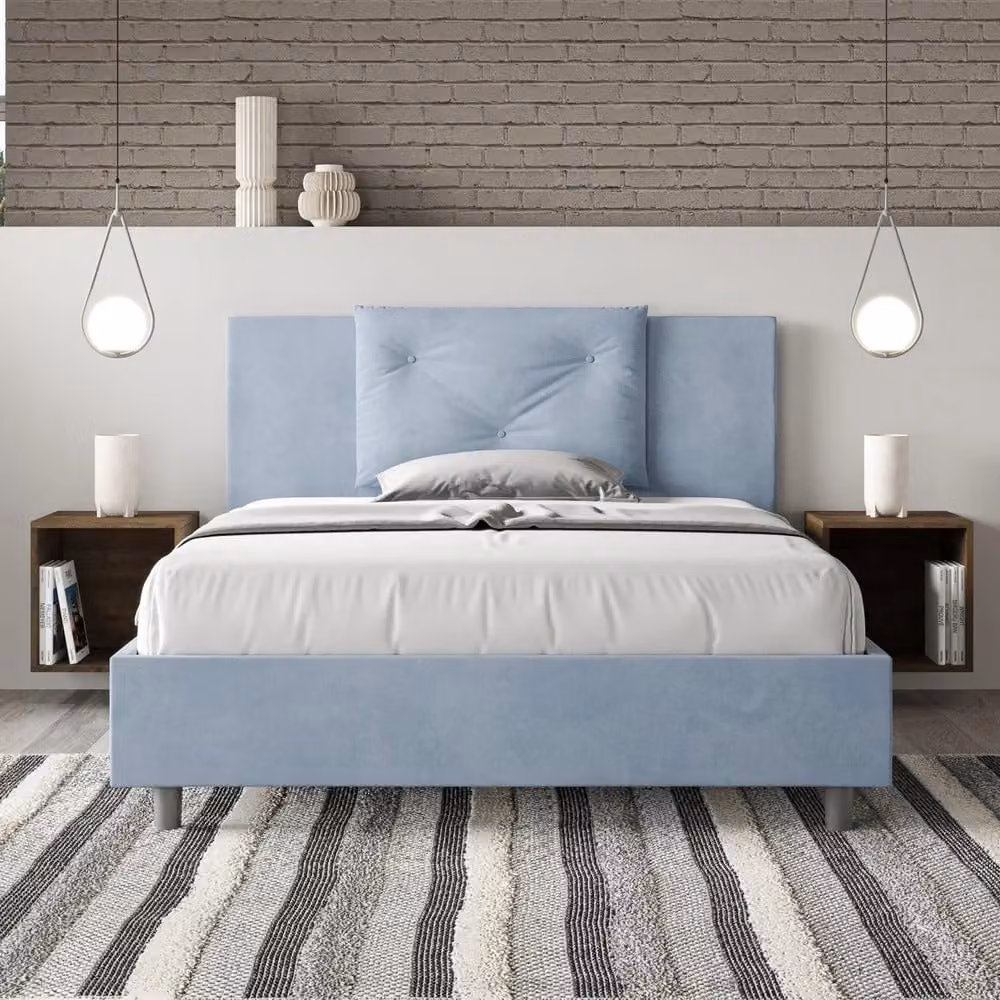 Letto Matrimoniale con Contenitore e Rete a Alzata GIORDANOSHOP Blu L/P/H: 160 x 200 x 110 cm – 2