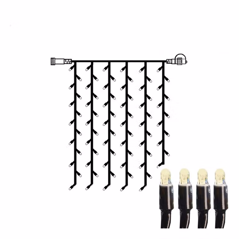 Sistema 24 LED a tendina luminosa - 1x1 m - 49 LED bianco caldo - collegabile - senza trasformatore