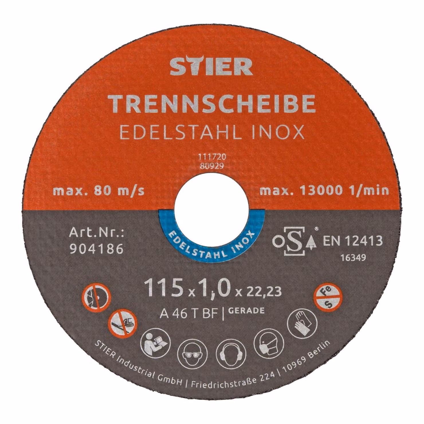 Disco da taglio STIER per acciaio inossidabile/INOX, metallo, acciaio, Ø disco flessibile: 115 x 1,0 x 22,23 mm, diritto, set da 25 pezzi, per smerigliatrice angolare