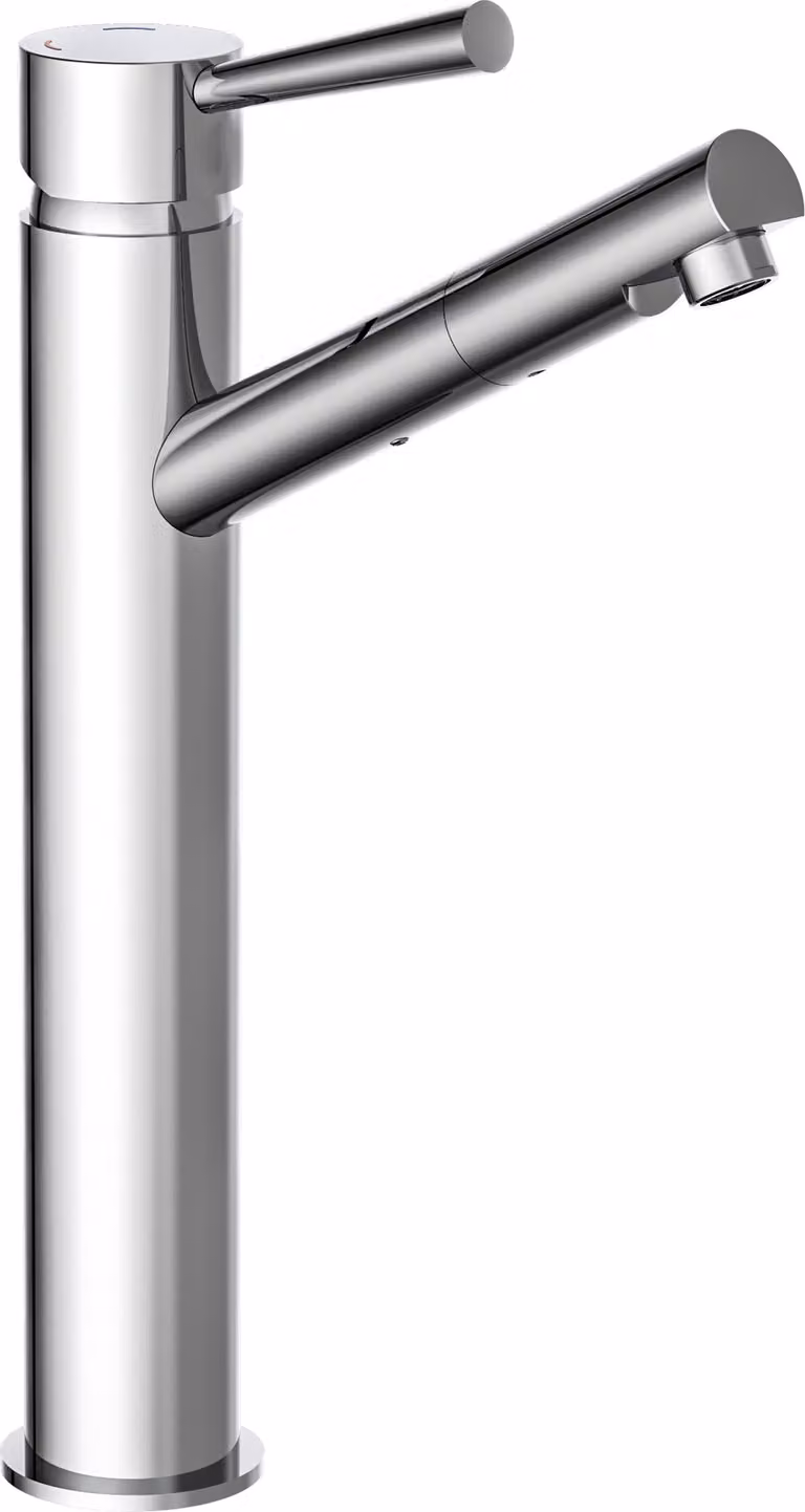 Miscelatore per lavabo SCHÜTTE CORNWALL, rubinetto di design per lavabo da appoggio, cromo