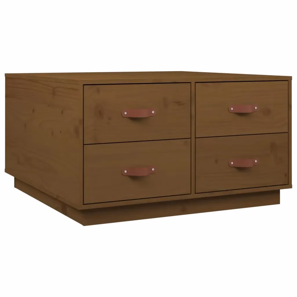 Tavolino da salotto quadrato vidaXL in legno di pino color marrone stile rustico L/P/H: 80 x 80 x 45 cm – 2