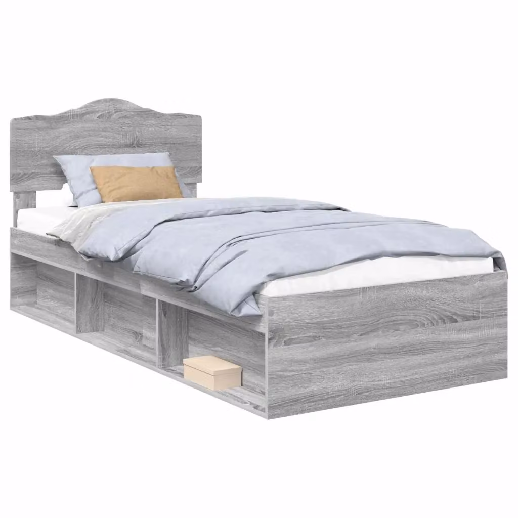 Struttura letto con cassetti vidaXL in pino massello e MDF, colore Grigio Sonoma, L/P/H: 200 x 100 x 90 cm – 2