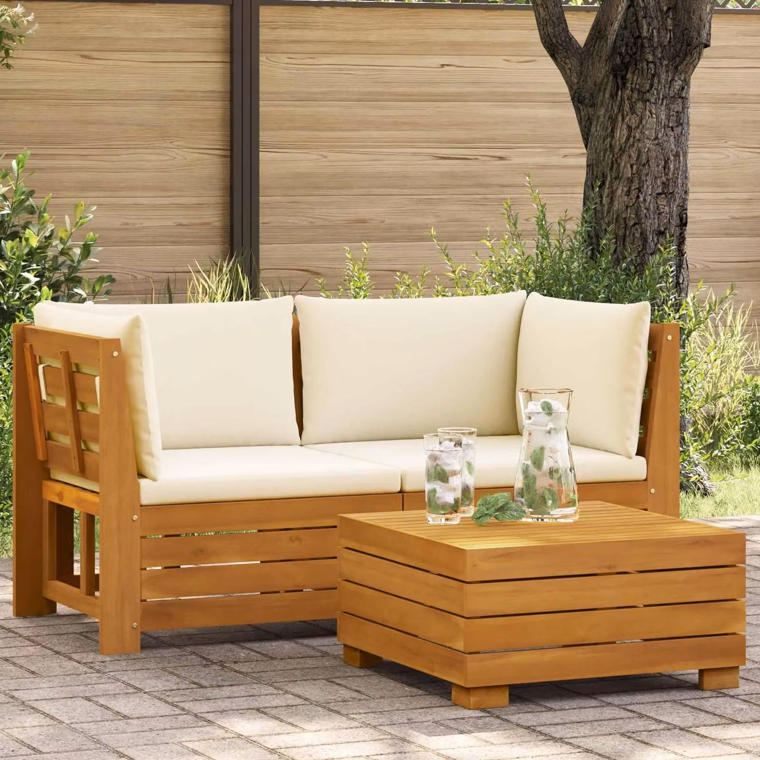 Maison Exclusive - Set da lounge per giardino, 2 pezzi, in legno massello di acacia, colore marrone