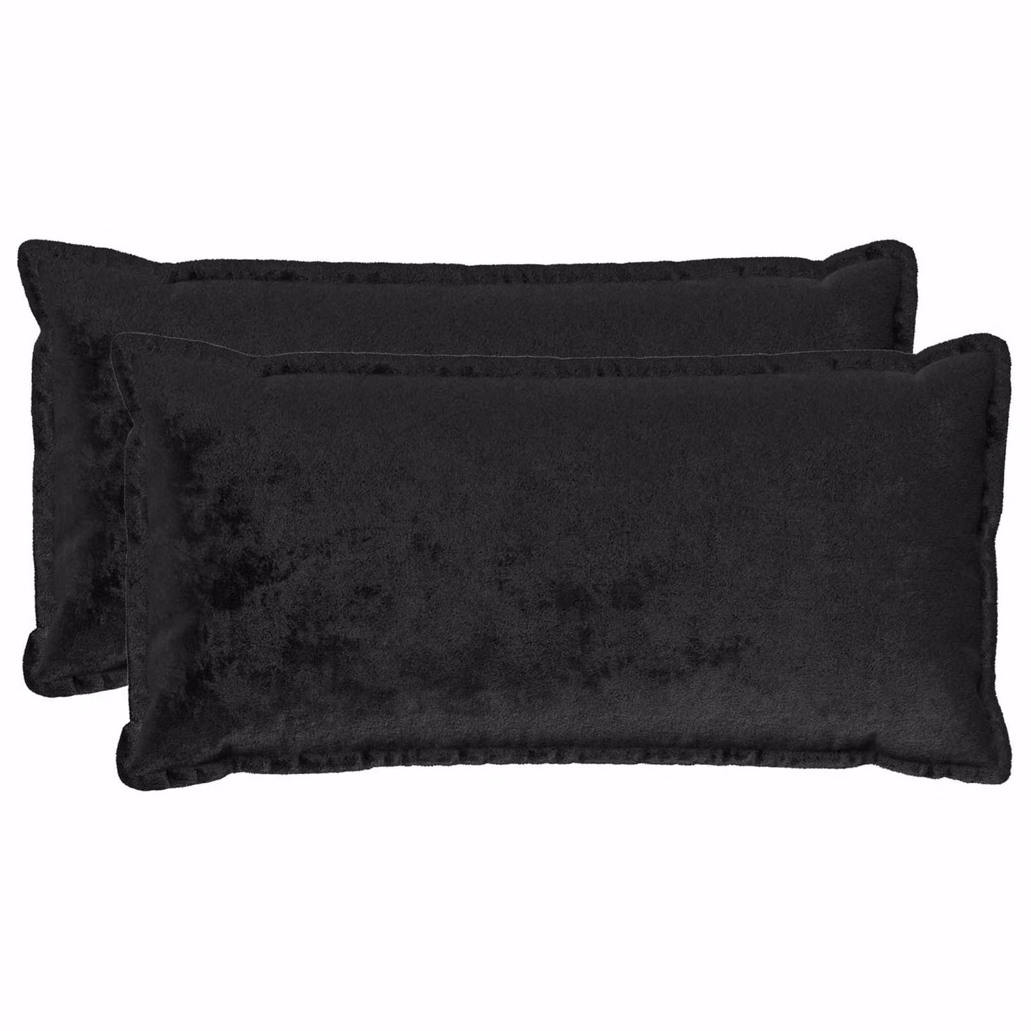 Set di 2 federe vidaXL HOUTEN in flanella nera, L 40 cm x P 80 cm