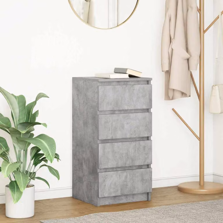 Credenza moderna vidaXL in legno multistrato e MDF, colore grigio cemento, L 37,5 cm x P 35 cm x H 76 cm, sospesa a parete