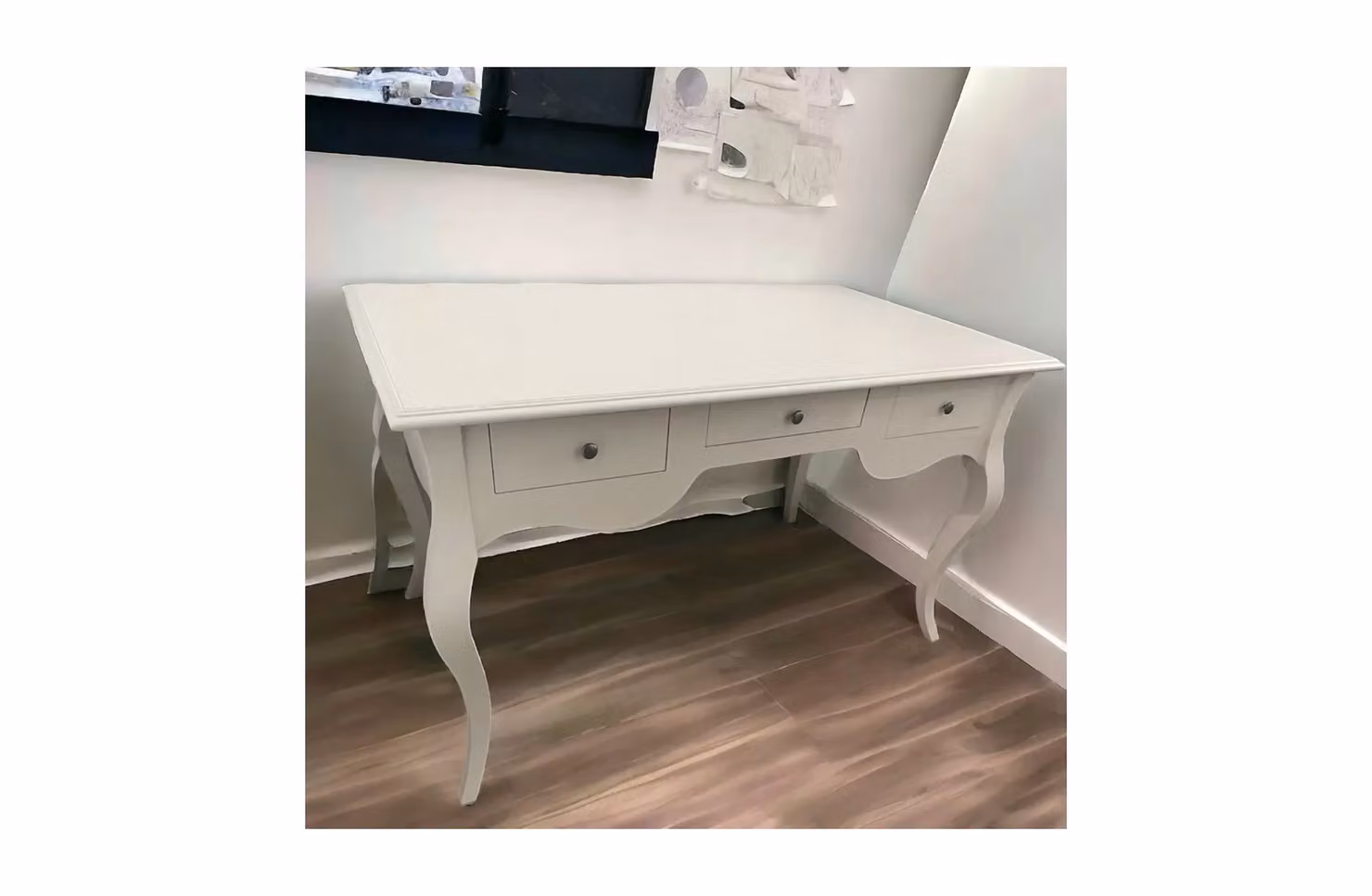 Scrivania in legno di pino con cassettiera Mobili 2G bianco opaco L: 150 cm, P: 75 cm, H: 80 cm – 3