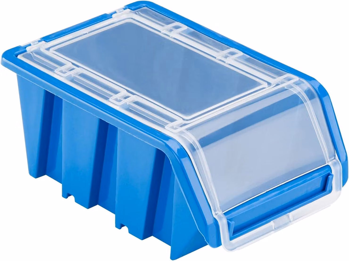 Contenitori impilabili con coperchio, 10 pezzi, dimensioni 100x155x70 cm, colore blu, per l'officina