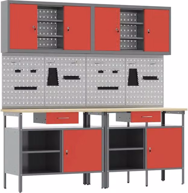 Set banco da lavoro 8 pz Rosso e Grigio 3321497