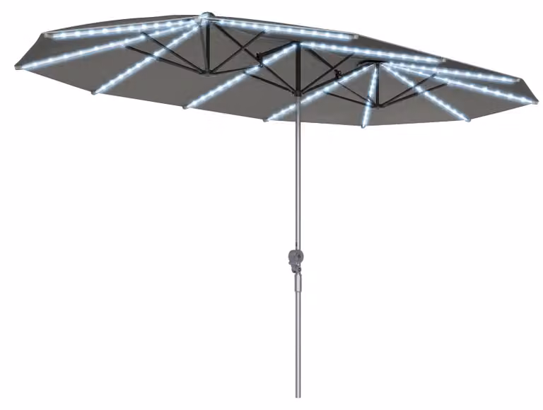Ombrellone doppio - Ombrellone da esterno - Ombrellone parasole - Tende da sole per esterni - Ombrellone anti-UV - Pannelli solari con illuminazione a LED