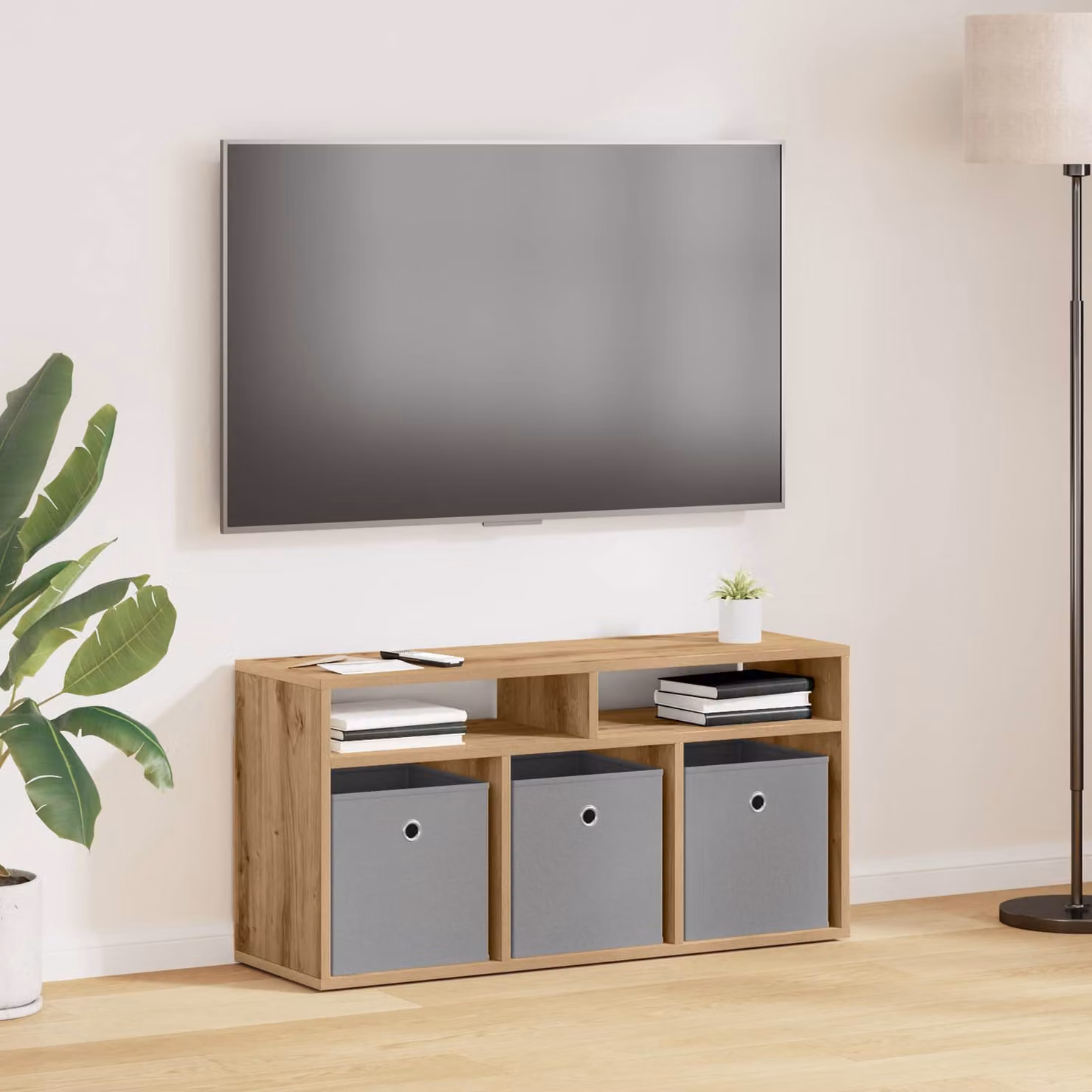 Lowboard moderno vidaXL in legno color rovere, L: 87 cm, P: 27,5 cm, H: 43 cm