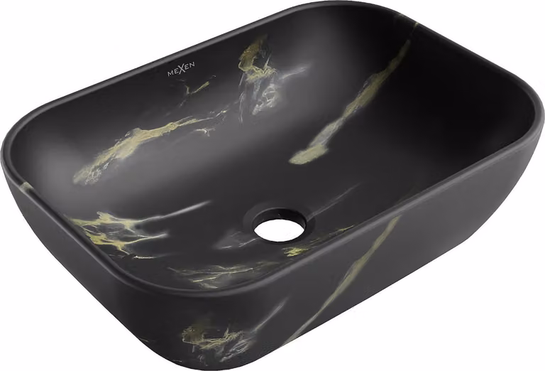 Mexen Rita lavabo da appoggio 45 x 32 cm, pietra nera - 21084588