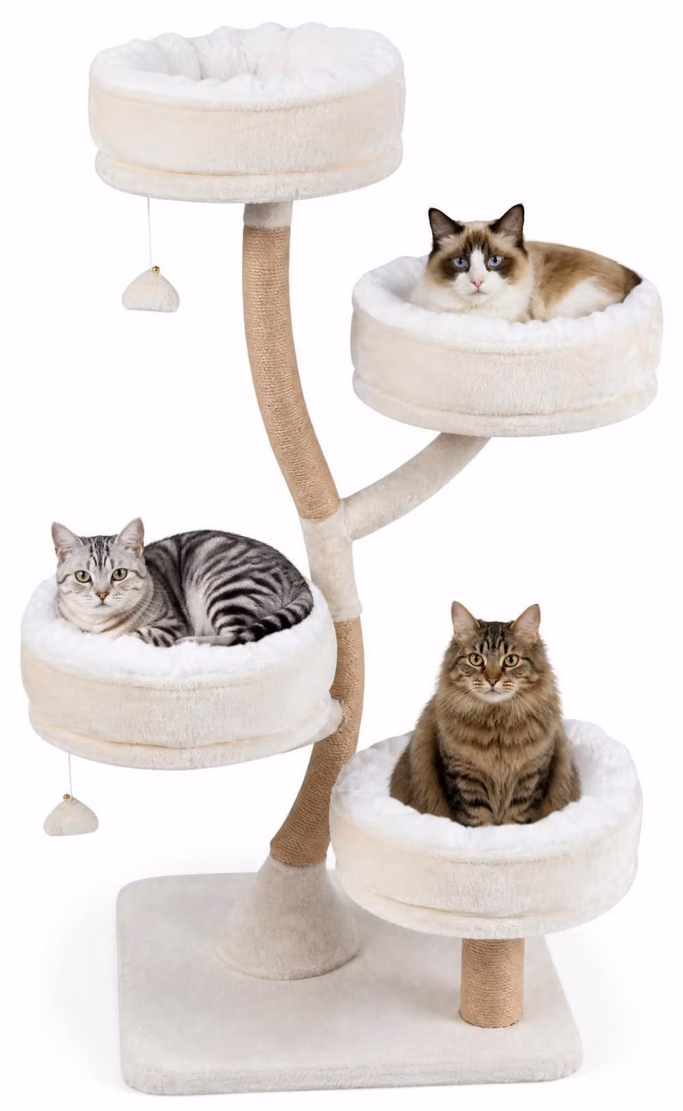 Albero per gatti KOMFOTTEU, 132 cm di altezza, con 4 piattaforme, colore bianco