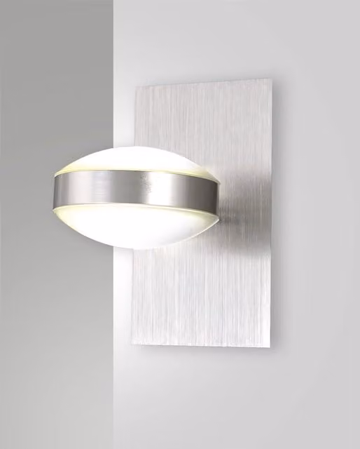 Lampada da Parete Fabas Mill in Metallo e Metacrilato, Colore Argento, LED Integrato 16W, Luce Calda 3000K, 1510 lm, IP20