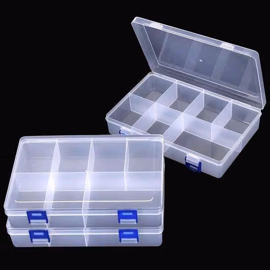 Contenitori trasparenti Ibzenoa® per gioielli e piccoli oggetti – Set da 3, in PP, 19,5 x 12,5 x 4,5 cm, 8 scomparti regolabili, chiusura a scatto doppia