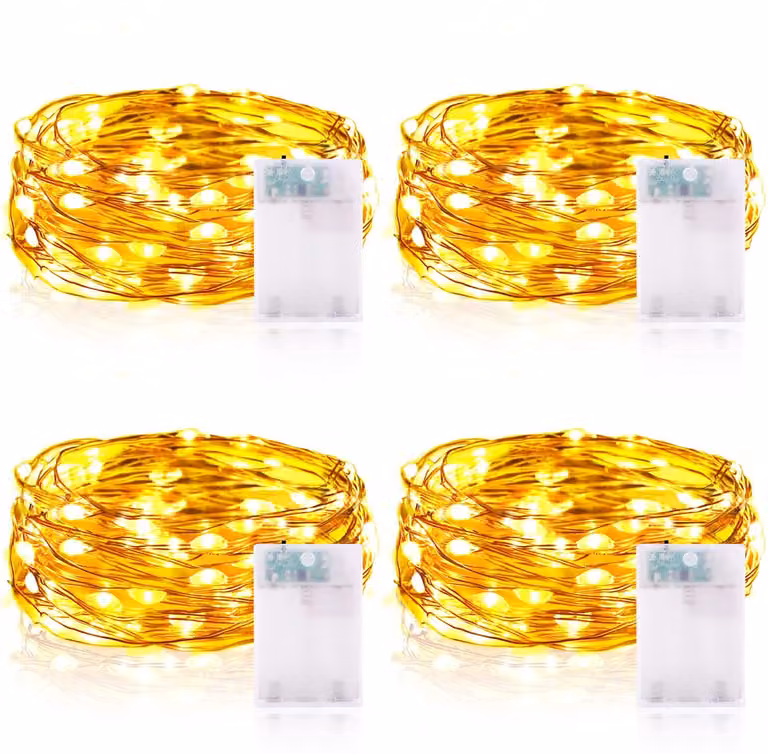 Catena luminosa a LED, 2 metri, 20 LED, alimentazione a batteria, timer, grado di protezione IP65