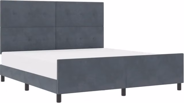 Letto matrimoniale | Letto per adulti | Letto a molle con testiera Grigio scuro 180 x 200 cm Velluto