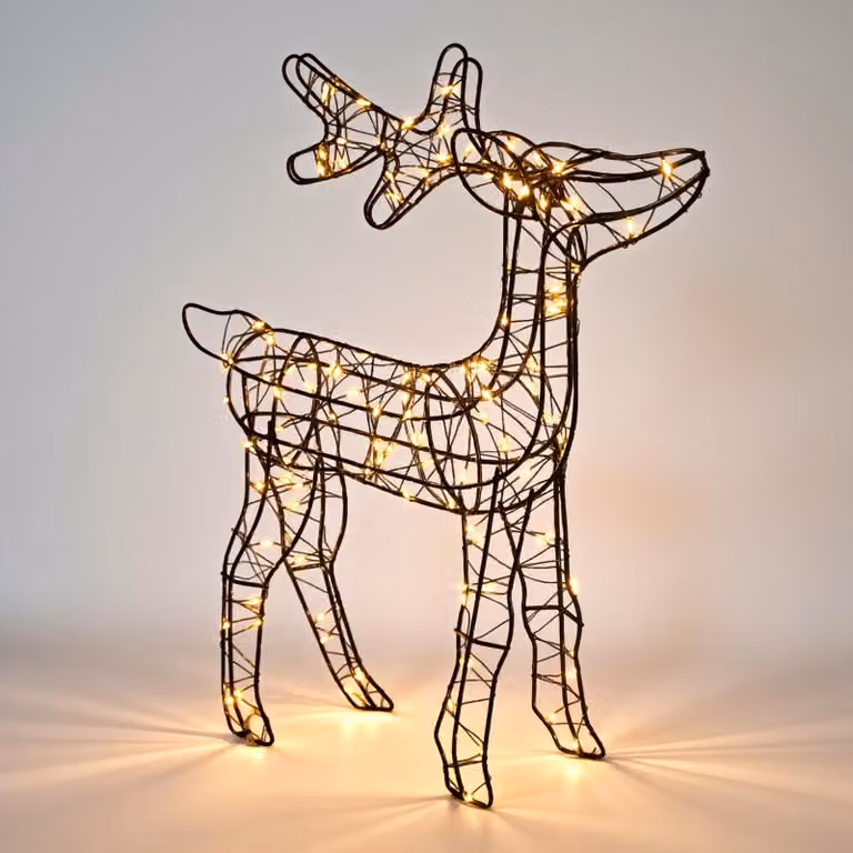 2.03 renne LED nere - 45 cm / 120 LED - decorazione natalizia illuminata con timer (batteria)