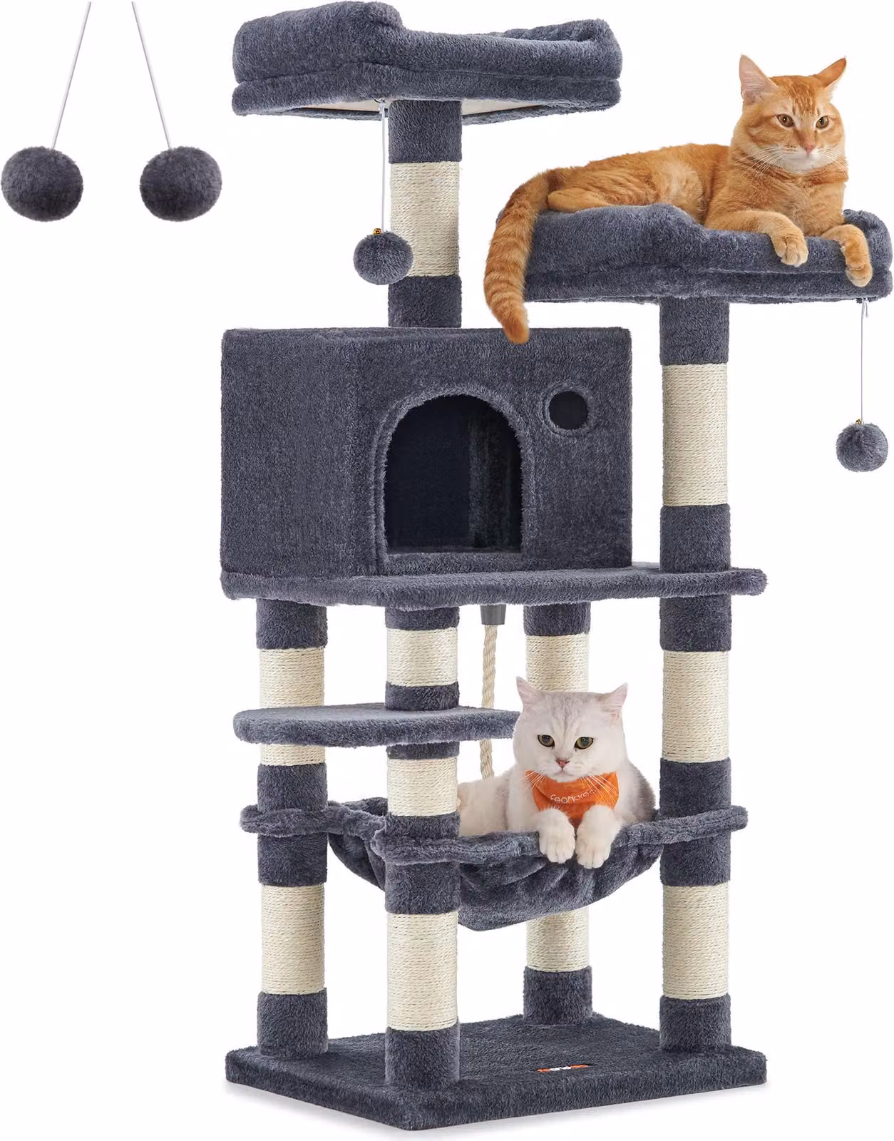 Feandrea drapak alto 101-160 cm per gatti grandi - 5 livelli, grigio