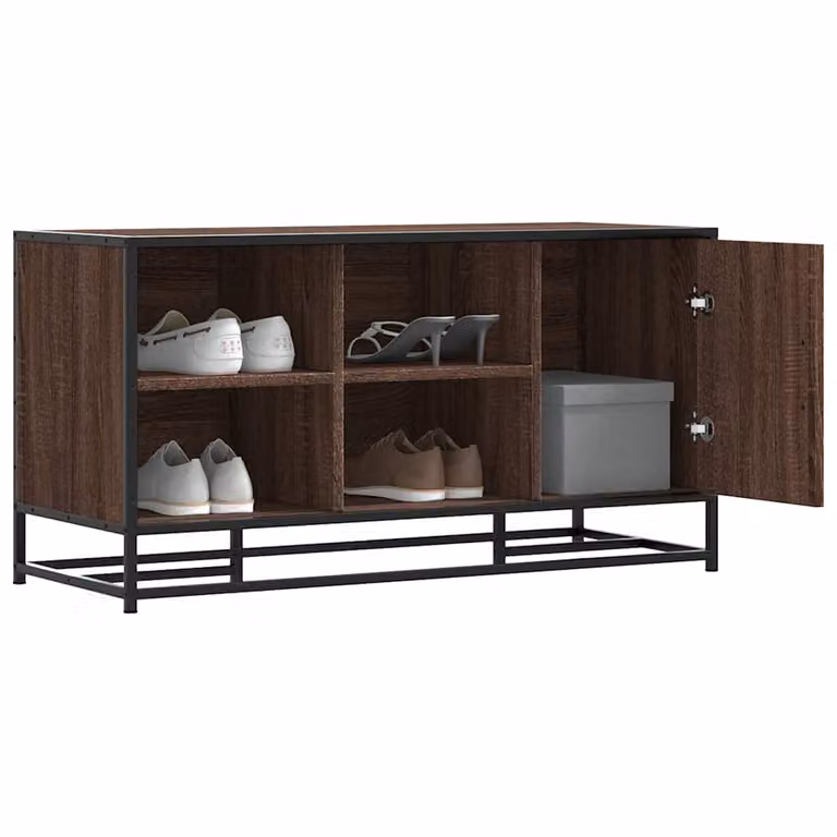 Scarpiera vidaXL in stile industriale in legno e metallo, colore marrone, L 100 x P 40 x H 53,5 cm