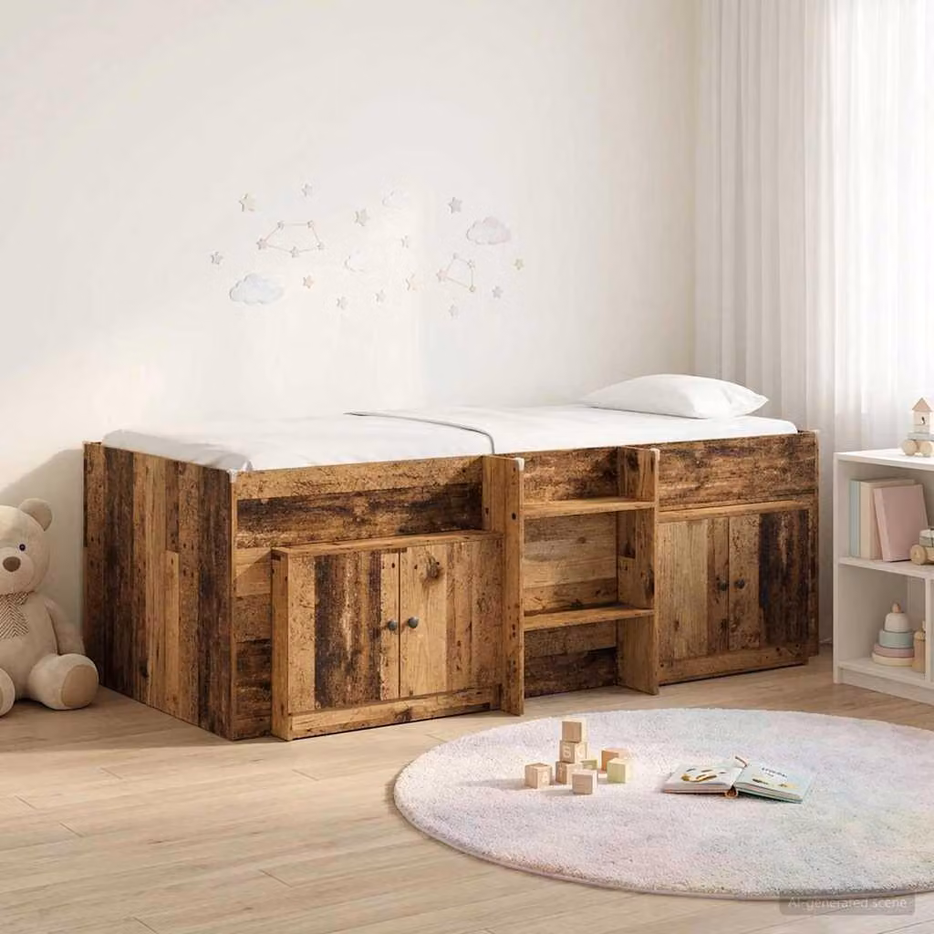 Maison Exclusive - Struttura letto a soppalco con armadio, realizzata in legno massello e pannelli di legno riciclato