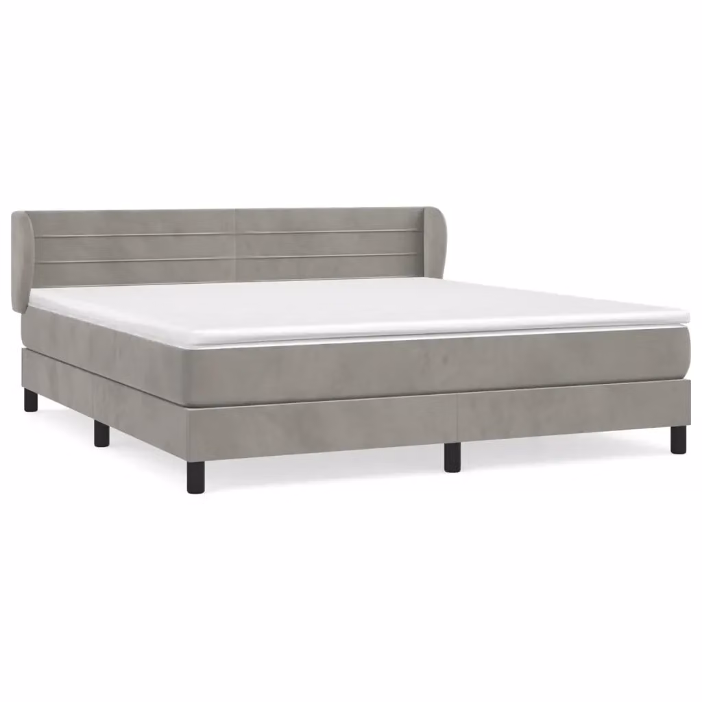 Letto con Giroletto a Molle e Materasso Ibrido vidaXL in Velluto Grigio e Bianco L/P: 180 x 200 cm – 2