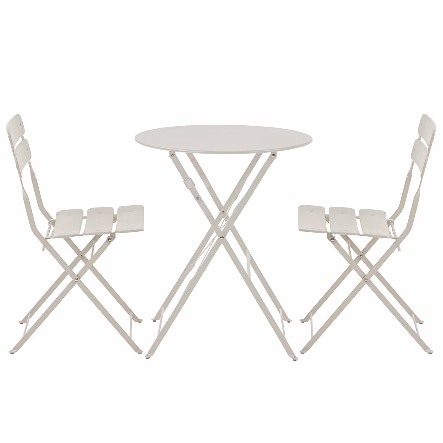 Tavolo da giardino rotondo pieghevole e 2 sedie pieghevoli beige - Oviala Annecy