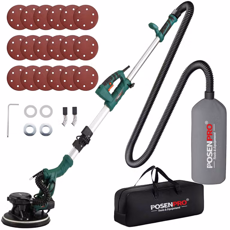 Levigatrice per pareti e soffitti da 810 W, diametro 225 mm, con manico telescopico