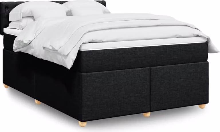 Maison Exclusive - Giroletto a Molle con Materasso Nero 160x200 cm in Tessuto