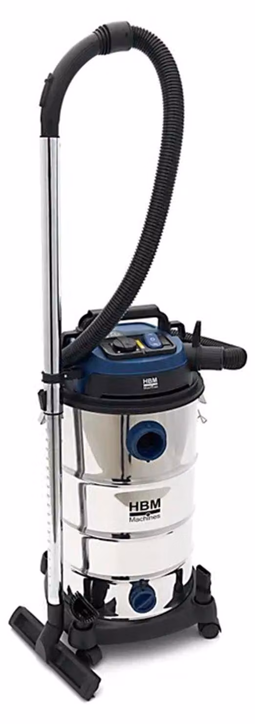 Aspirapolvere industriale 1600w, per camino con doppio sistema di filtri, per mangiacenere, a secco umido con serbatoio da 40 litri, argento, aspiratore a filo, compatto e silenzioso Hbm