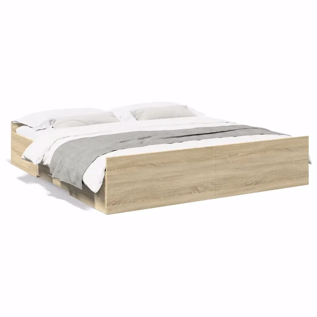 Letto con cassetti vidaXL in legno Rovere Sonoma, L/P/H: 180 x 200 x 40 cm – 2