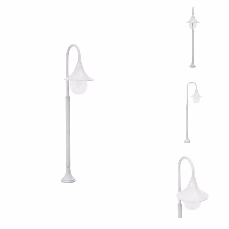 vidaXL Paletto luminoso da giardino E27 120 cm in alluminio bianco - Illuminazione esterna