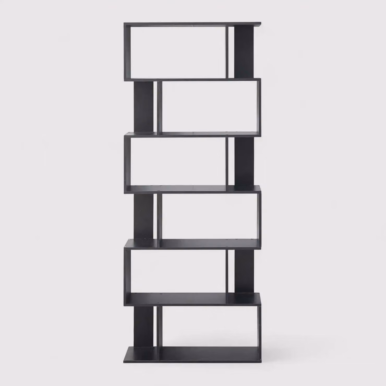 Anemone - Libreria moderna nera con 6 ripiani a scaffale