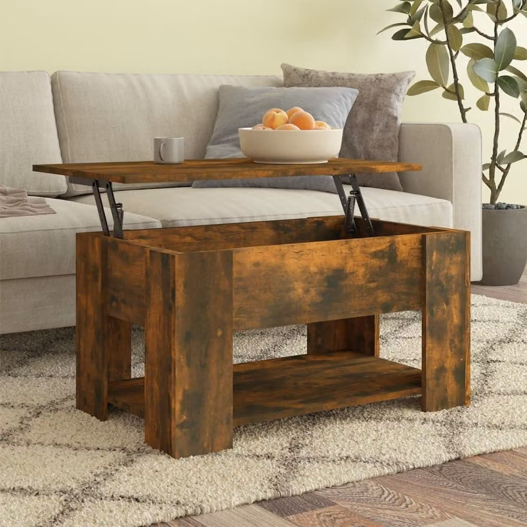 The Living Store tavolino in rovere fumé 79x49x41 cm materiale a base di legno