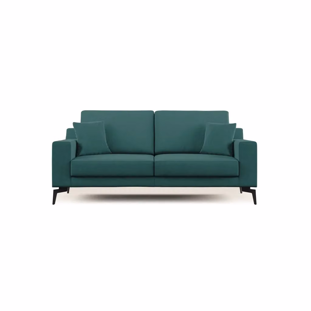 Divano moderno Prestige Divani.Store in tessuto petrolio con cuscini coordinati e coperture rimovibili L: 146 cm – 2