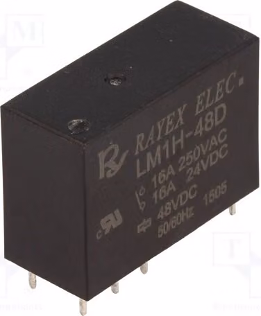 1 relè: bobina elettromagnetica, 48 VDC, 16 A / 250 VAC. Mini relè LM1H-48D