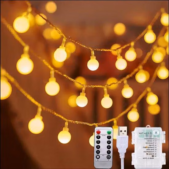 Ghirlanda luminosa a 100 LED, illuminazione decorativa con 8 modalità, alimentata a batteria o tramite USB, luce fiabesca con timer per giardino e interni