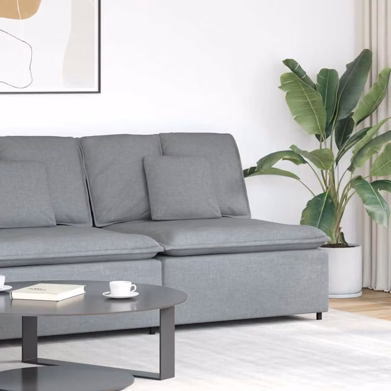 vidaXL Modulo Centrale di Divano Modulare con Cuscini Grigio Chiaro L: 100 cm