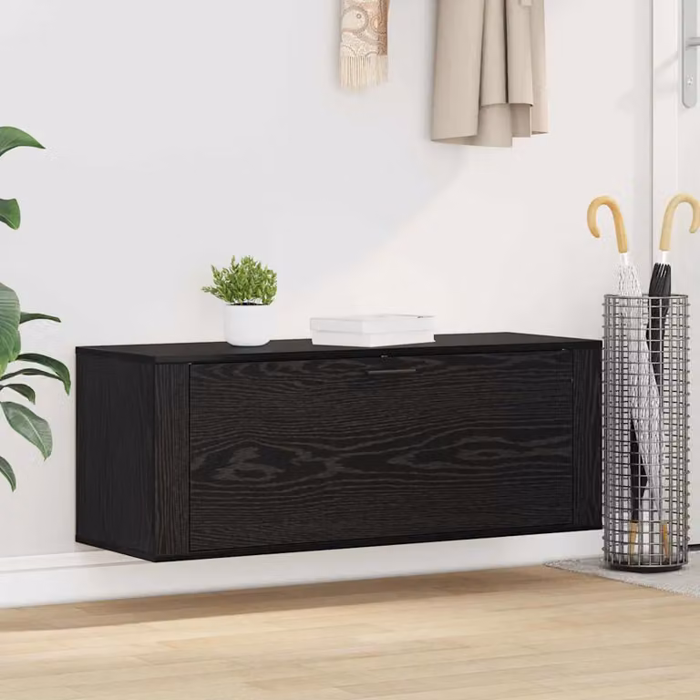 Scarpiera mobile vidaXL nera in legno MDF con ante a battente, L 100 x P 35 x H 38 cm