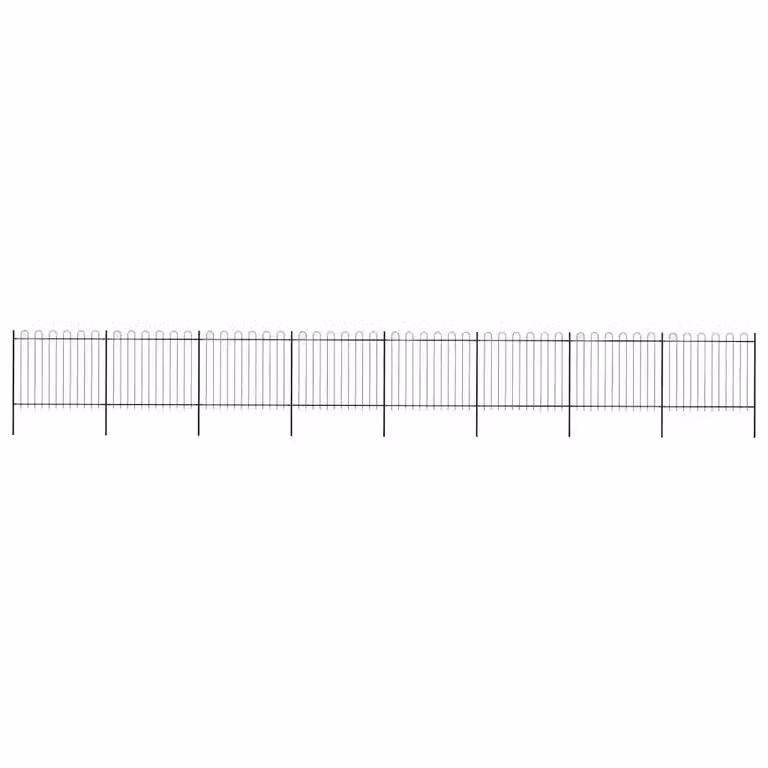 Recinzione da giardino vidaXL in acciaio con parte superiore ad anello, colore nero, L: 1339 cm, H: 150 cm