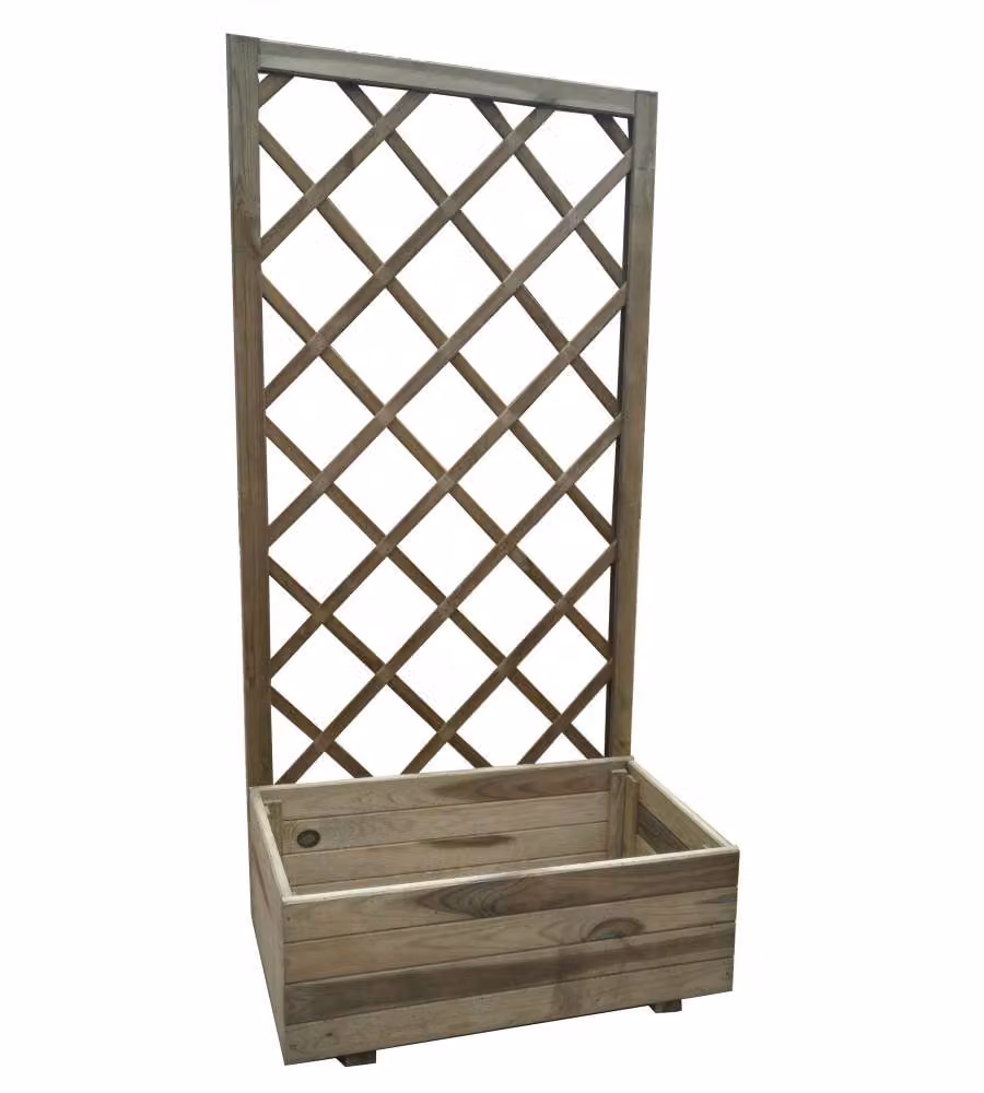 Pircher Fioriera con Griglia - Conifera Impregnata - 70x35x140 cm