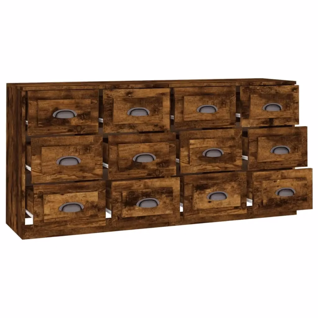 Set di 2 mobili contenitori buffet e credenza in legno MDF marrone per cucina e soggiorno – 2