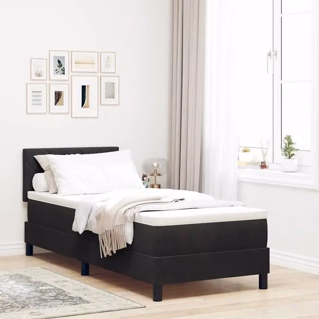 Letto a molle con illuminazione LED e cassettiera vidaXL in velluto nero L 80 cm x P 200 cm x H 83 cm