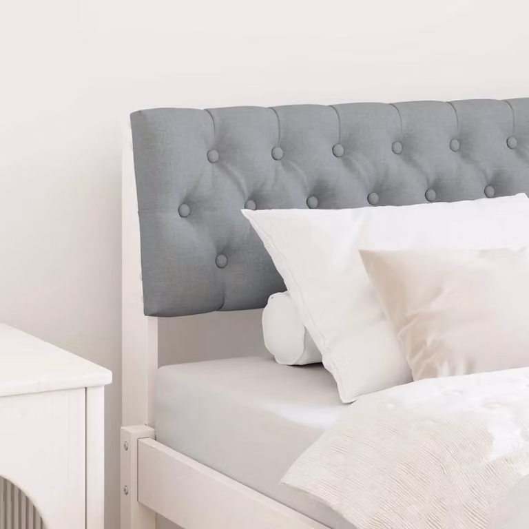 Testiera imbottita vidaXL in pino massello, Grigio chiaro, Larghezza: 90 cm