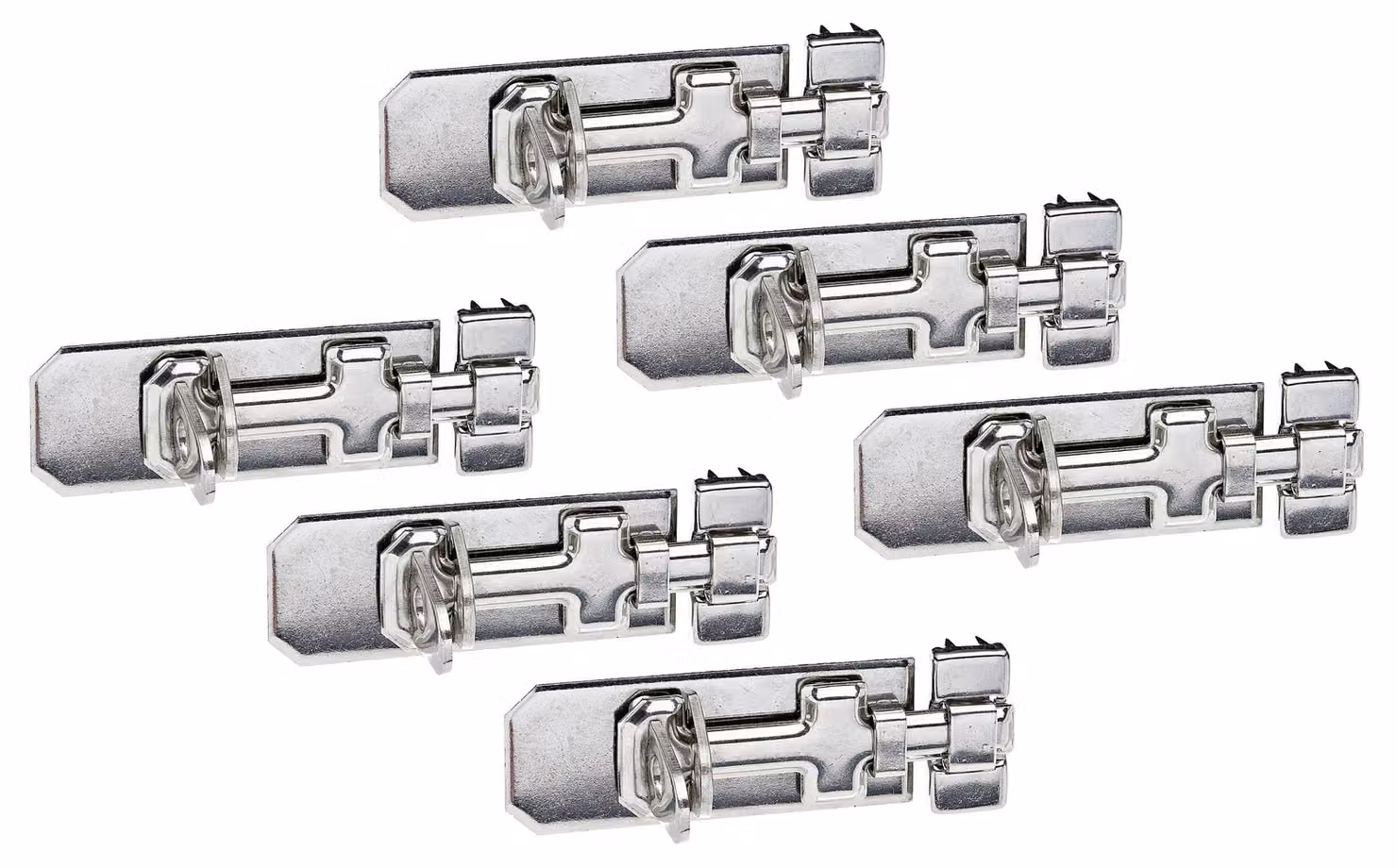Alberts 858391 Catenaccio di sicurezza, con impugnatura piatta e occhiello fisso, acciaio inossidabile, piastra 100 x 40 mm, set di 6