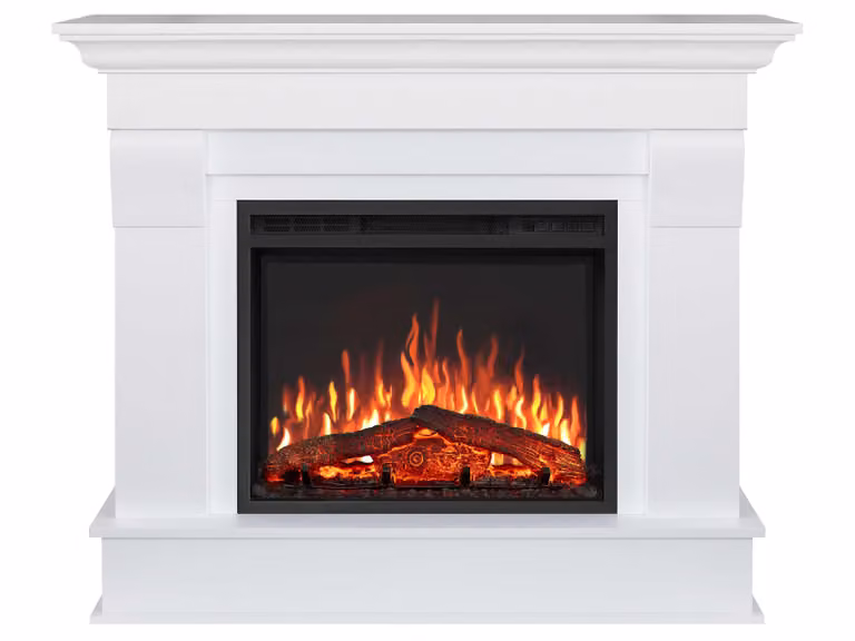 Camino elettrico ArtiFlame Albion AF24 bianco – autoportante, effetto fiamma 3D, LED, 0,9–1,8 kW, adatto per ambienti fino a 30 m², con effetto sonoro