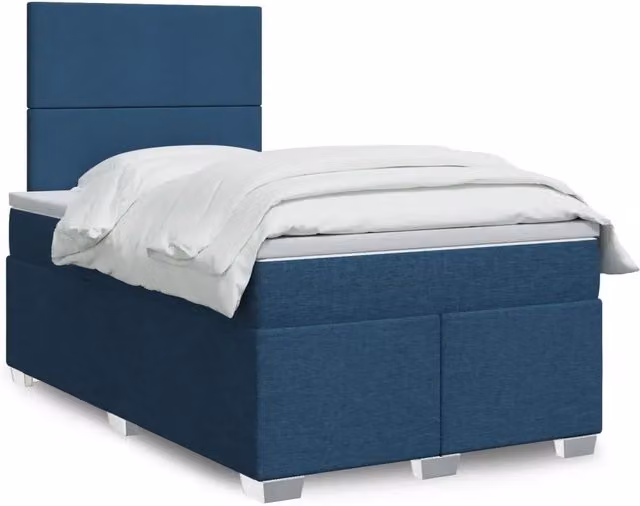 Letto con Giroletto a Molle e Materasso Ibrido vidaXL, Colore Blu e Bianco, L/P/H: 120 x 200 x 150,5 cm