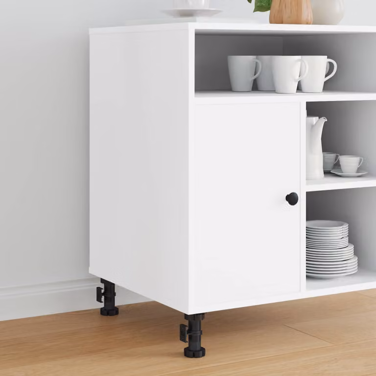 Set di 12 piedini regolabili per mobili vidaXL in plastica e acciaio, colore nero, dimensioni: 46 x 46 x 128 mm